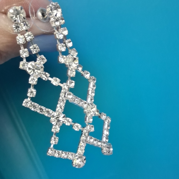 NWT Diamond Earrings CZ Chandelier Drop Art Deco - Picture 12 of 15